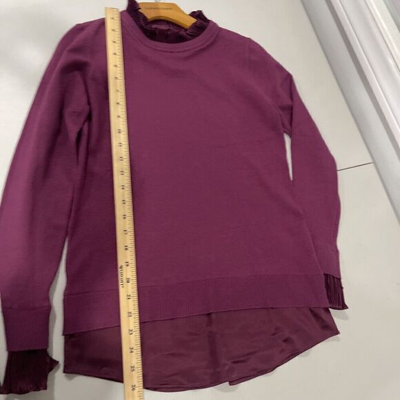 Siani Milano Wine Long Sleeve Sweater Ruffle Neck Double Layer Size S Festive - Picture 9 of 12
